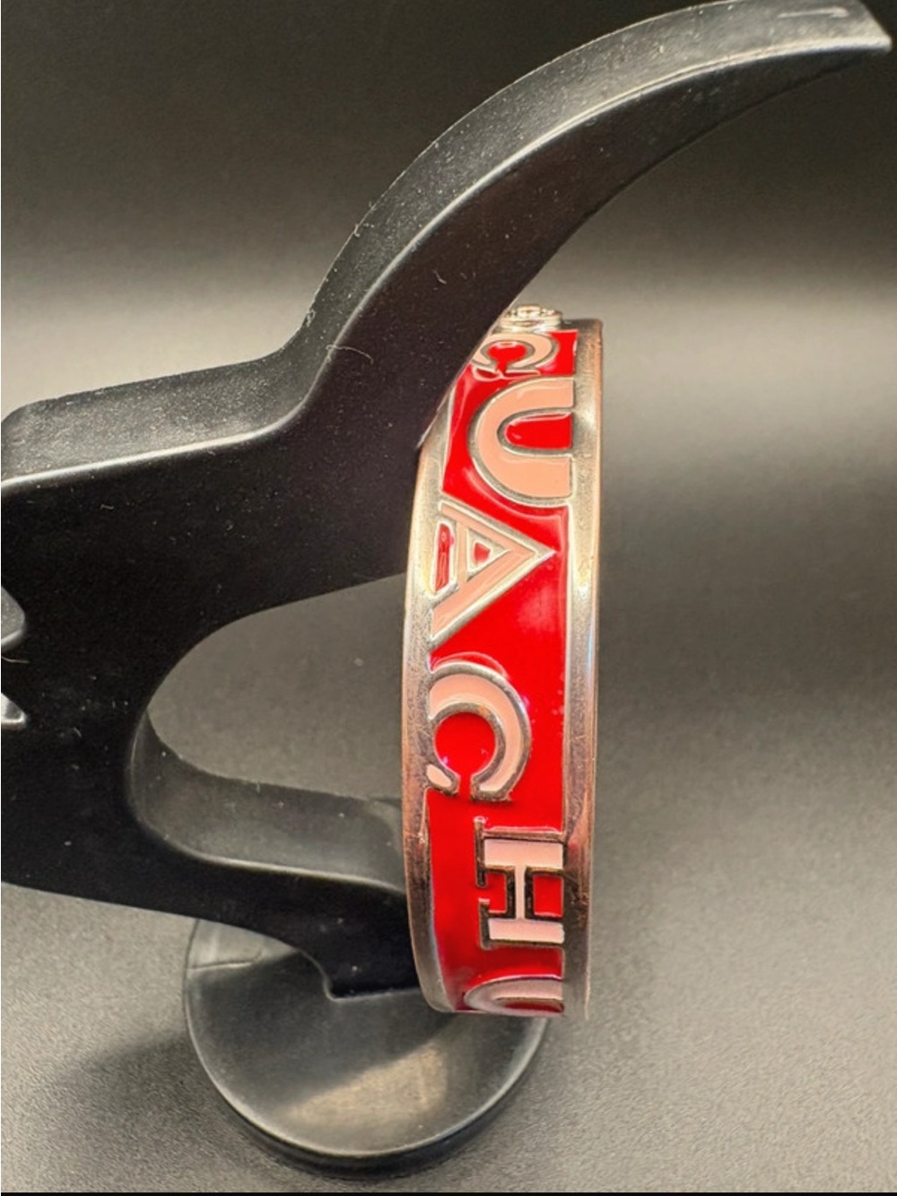 Coach Red and Silver Logo Bangle Bracelet Vintage